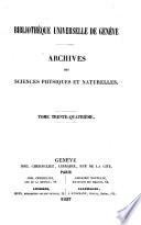 Archives des sciences physiques et naturelles