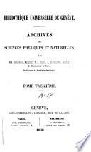 Archives des sciences physiques et naturelles