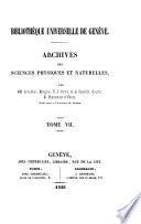 Archives des sciences physiques et naturelles