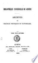 Archives des sciences physiques et naturelles supplement a la Biblioteque universelle de Geneve