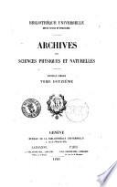 Archives des sciences physiques et naturelles supplement a la Biblioteque universelle de Geneve
