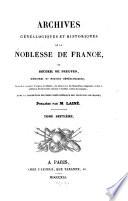 Archives généalogiques et historiques de la Noblesse de France