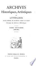 Archives historiques, artistiques et littéraires