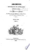 Archives historiques et littéraire du Nord de la France, et de Midi de la Belgique