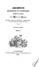 Archives historiques et littéraires du Nord de la France et du Midi de la Belgique