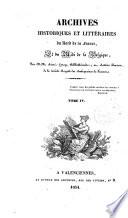 Archives historiques et littéraires du Nord de la France et du Midi de la Belgique