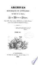 Archives historiques et littéraires du Nord de la France et du Midi de la Belgique