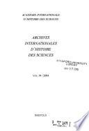 Archives Internationales D'histoire Des Sciences