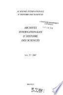 Archives Internationales D'histoire Des Sciences