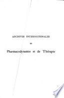 Archives Internationales de Pharmacodynamie Et de Therapie