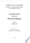 Archives Max van Berchem conservées à la Bibliothèque publique et universitaire de Genève: Ory, S. Catalogue de la photothèque