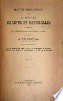 Archives néerlandaises des sciences exactes et naturelles