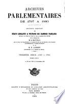 Archives parlementaires de 1787 á 1860