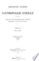 Archives suisses d'anthropologie générale
