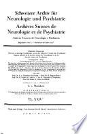 Archives Suisses de neurologie et de psychiatrie