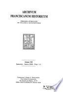 Archivum franciscanum historicum