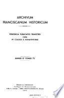 Archivum franciscanum historicum