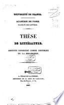 Aristote considéré comme historien de la philosophie