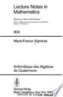 Arithmetique des algebres de quaternions
