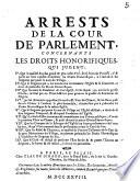 Arrests de la Cour de Parlement concernants les droits honorifiques qui jugent que .....