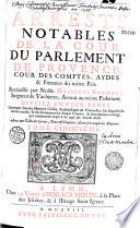 Arrests notables de la cour du parlement de Provence