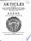 Articles sur lesquels les officiers et soldats, qui sont au service de la Ville de Berne, doivent jurer