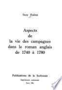 Aspects de la vie des campagnes dans le roman anglais de 1740 à 1780