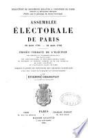 Assemblée électorale de Paris 18 nov. 1790 - 15 juin 1791 et 26 août 1791-12 août 1792