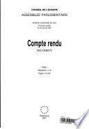 Assemblée parlementaire Compte rendu des débats Session de 2001 (Première partie, tome I), janvier 2001