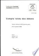 Assemblée parlementaire Compte rendu des débats Session ordinaire de 2003 (première partie), janvier 2003, Tome I