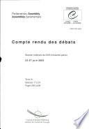 Assemblée parlementaire Compte rendu des débats Session ordinaire de 2003 (troisième partie), juin 2003, Tome III