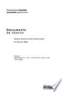 Assemblée Parlementaire Documents de séance Session ordinaire de 2004 (troisième partie), juin 2004, Volume V
