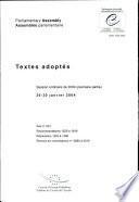 Assemblée parlementaire Textes adoptés, Session ordinaire de 2004 (Première partie), janvier 2004