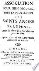 Association pour bien mourir, sous la protection des saints anges gardiens