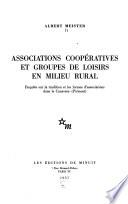Associations coopératives et groupes de loisirs en milieu rural
