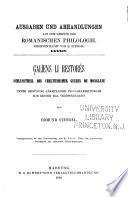 Ausgaben und Abhandlungen aus dem Gebiete der romanischen Philologie