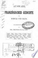 Auswahl französischer Gedichte für Schule und Haus