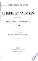 Auteurs et anonymes: L-Z et supplément, 1915-1919