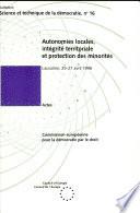 Autonomies locales, intégrité territoriale et protection des minorités. Actes
