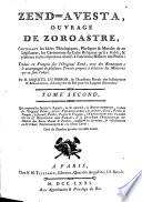 (Avesta). Zend-Avesta, ouvrage de Zoroastre. Par (Abraham-Hyacinthe) Anquetil Du Perron