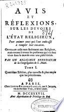 Avis et réflexions, sur les devoirs de l'état religieux