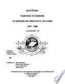 Baptêmes, Paroisse St-Isidore, St-Isidore-de-Prescott, Ontario, 1879-2000: Langlois-Z