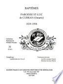 Baptêmes, paroisse St-Luc de Curran (Ontario), 1839-1994: A-Laf
