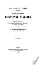 Barreau de Paris. Eloge historique d'Estienne Pasquier