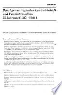 Beiträge zur tropischen Landwirtschaft und Veterinärmedizin