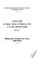 Bibliographie analytique des thèses, 1899-1965