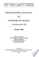 Bibliographie annuelle de l'histoire de France du cinquième siècle à 1958