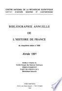 Bibliographie annuelle de l'histoire de France du cinquième siècle à 1958