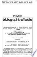 Bibliographie de la France. 1re partie, Bibliographie officielle