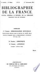 Bibliographie de la France, ou Journal général de l'imprimerie et de la librairie